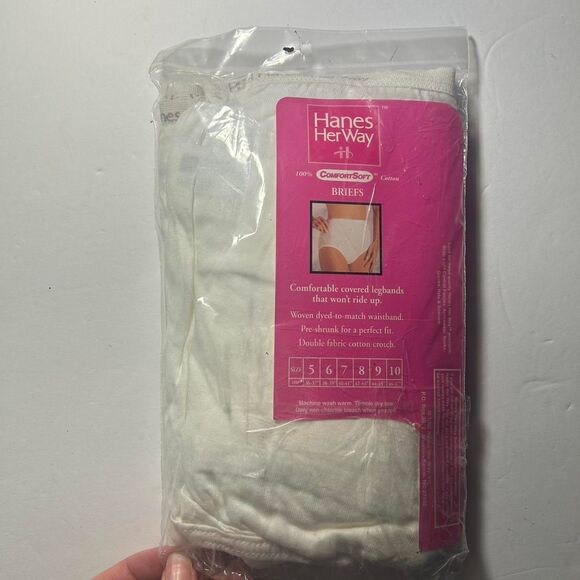 New vintage 1992 Hanes Her Way 3-pack of size 9 cotton briefs ComfortSoft waist - Picture 2 of 3